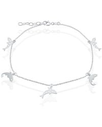 Simona - Sterling Dolphin Anklet - Lyst