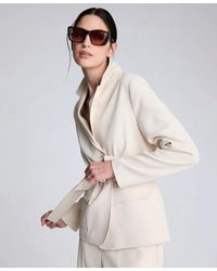 Kenneth Cole - Notch Collar Vision Twill Belted Jacket - Lyst