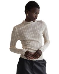 Crescent - Dane Mock Neck Sheer Knit Sweater Top - Lyst