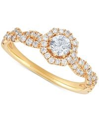 Macy's - Diamond Halo Twist-shank Engagement Ring (3/4 Ct. T.w. - Lyst