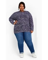 Avenue - Plus Size Charli Drop Shoulder Cable Sweater - Lyst