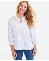 Style & Co. - Cotton Embroidered-yoke Top - Lyst