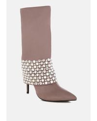 LONDON RAG - Basso Party Diamante Studded Stiletto Boots - Lyst