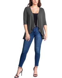 24seven Comfort Apparel - Open Front Elbow Length Sleeve Cardigan Sweater - Lyst