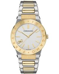 Ferragamo - Swiss Sapphire Logo Two-tone Stainless Steel Bracelet Watch 41mm - Lyst