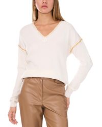 Vince Camuto - Whip-stitch Trim V-neck Sweater - Lyst
