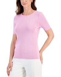 Tahari - Short-sleeve Crewneck T-shirt Sweater - Lyst