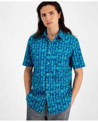 Club Room - Regular-fit Stretch Tropical-print Button-down Poplin Shirt - Lyst