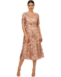 Adrianna Papell - Petite Sequin Embroidered Boat-neck Dress - Lyst