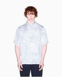 ARMANI EXCHANGE - | Short Sleeve Silky Printed Button Up Shirt - Lyst