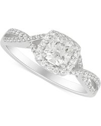Macy's - Diamond Princess-cut Diamond Halo Twist Engagement Ring (3/4 Ct. T.w. - Lyst