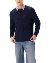 Members Only - Crew Neck Cable Knit Sweater - Lyst