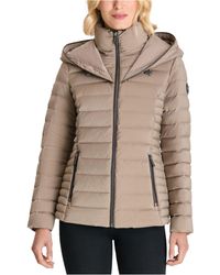 Michael Kors Michael Hooded Stretch Packable Down Puffer Coat, Created For Macy's - Brown