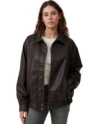 Cotton On - Faux Leather Bomber Jacket - Lyst
