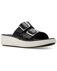 Clarks - Drift Buckle Slip-on Slide Wedge Sandals - Lyst