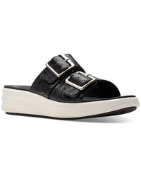 Clarks - Drift Buckle Slip-on Slide Wedge Sandals - Lyst