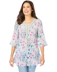 Woman Within - Plus Size Embellished Pleated Blouse - Lyst