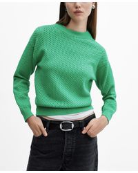 Mango - Round-neck Openwork Sweater - Lyst