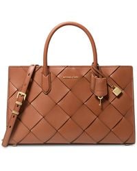 Michael Kors - Michael Scarlett Medium Woven Leather East West Satchel - Lyst