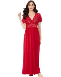 Amoureuse - Plus Size Long Lace Top Stretch Knit Gown - Lyst