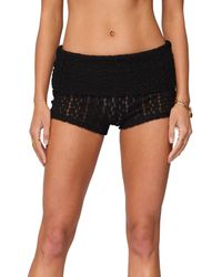 Edikted - Rye Sheer Textured Fold Over Shorts - Lyst