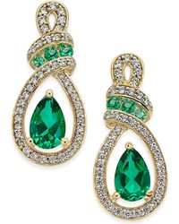 Macy's - Emerald (1-1/5 Ct. T.w.) And Diamond (1/4 Ct. T.w.) Drop Earrings In 14k Gold - Lyst
