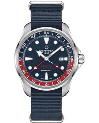 Certina - Swiss Automatic Ds Action Gmt Synthetic Strap Watch 43mm - Lyst