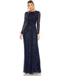 Mac Duggal - Sequined Long Sleeve Side Knot Gown - Lyst