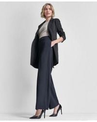 DKNY - One Button Notch Collar Jacket Crew Neck Zip Up Top Pintuck Wide Leg Pants - Lyst