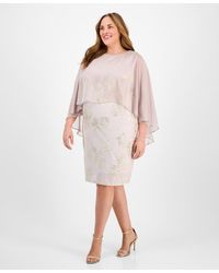 Sl Fashions - Plus Size Metallic Cape A-line Dress - Lyst