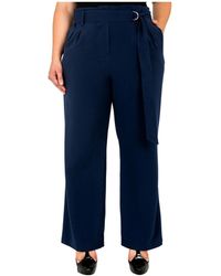 Standards & Practices - Plus Size Belted Straight Leg Paper Bag Pants - Lyst