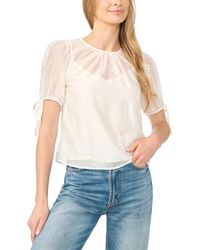 Cece - Bubble Short-sleeve Shirred Crewneck Blouse - Lyst