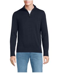 Lands' End - Long Sleeve Fine Gauge Cotton Quarter Zip Sweater - Lyst