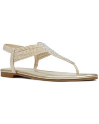 Bandolino - Kayte Embellished T-strap Flat Sandals - Lyst
