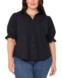 Liverpool Los Angeles - Liverpool Plus Size Puff Sleeve Snap Front Shirt - Lyst