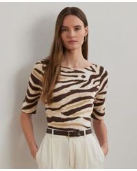 Ralph Lauren - Zebra Print Stretch Cotton Boatneck Tee P Xs 3x - Lyst