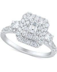 Macy's - Diamond Emerald Double Halo Cluster Engagement Ring (1 Ct. T.w. - Lyst