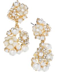 Charter Club - Gold-tone Imitation Pearl & Crystal Flower Drop Earrings - Lyst