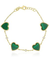 The Lovery Malachite Alternating Bubble Disc Bracelet in Metallic | Lyst