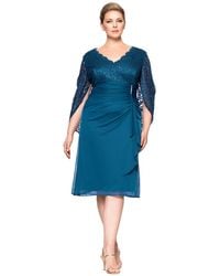 Betsy & Adam - Plus Size Lace Draped-back Sheath Dress - Lyst