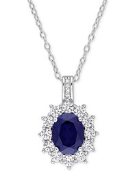 Macy's - Gemstone & Diamond Accent Halo 18" Pendant Necklace - Lyst