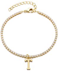 Adornia - Gold Crystal Initial Charm Tennis Bracelet - Lyst