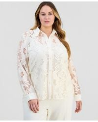 Anne Klein - Plus Size Blossom Lace Button-down Blouse - Lyst