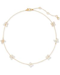 Kate Spade - Gold-tone Cubic Zirconia & Mother-of-pearl Butterfly Scatter Necklace - Lyst