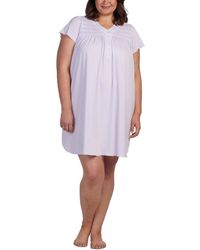 Miss Elaine - Plus Size Short-sleeve Embroidered Nightgown - Lyst