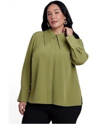 Eloquii - Plus Size Pointed Collar Button Up Shirt - Lyst