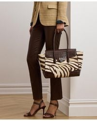 Ralph Lauren - Zebra-print Canvas Extra Large Tanner Satchel - Lyst