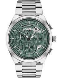 Calvin Klein - Distinguish Skeleton Silver-tone Stainless Steel Bracelet Watch 44mm - Lyst