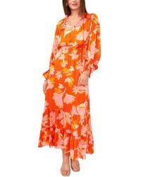Vince Camuto - Printed Tie-neck Tiered Maxi Dress - Lyst