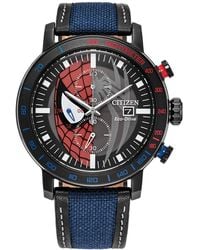 Citizen - Eco-drive Chronograph Marvel Spider-man Double Vision Nylon Leather Strap Watch 44mm - Lyst